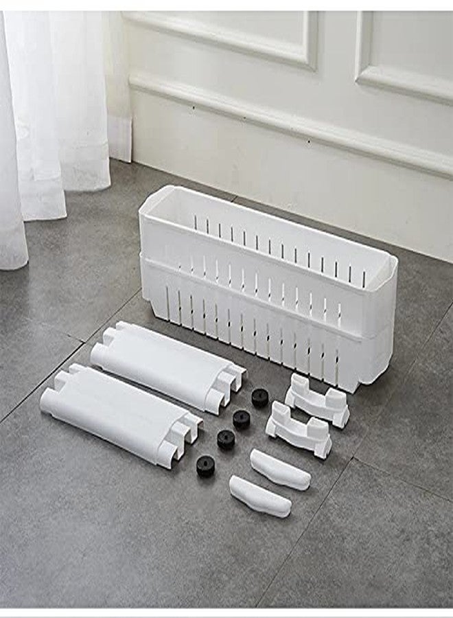 Orrda Plastic 2 Tier Space Saving Storage Organizer Slim Rack Shelf with Wheels || Slim Slide Out Kitchen Trolley Rack Holder Storage Organizer for Kitchen, Bathroom (White) - Image 4